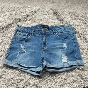 Distressed Blue Jean Shorts